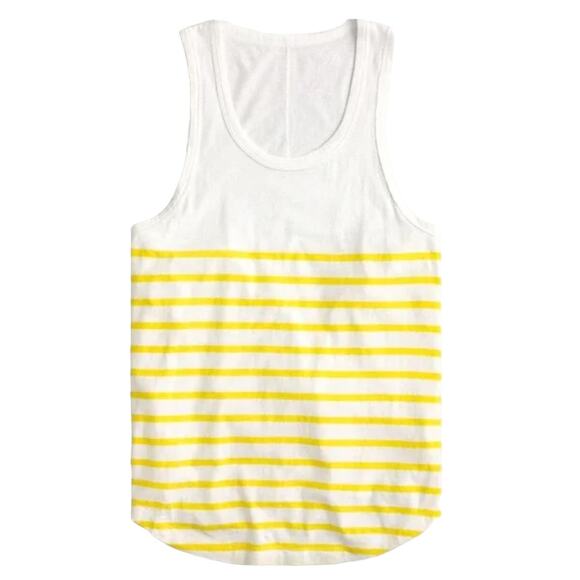 NWT J Crew Women's White & Yellow Stripe Tank - Picture 9 of 9